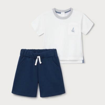 Organic Cotton Sailboat Slub T-Shirt & Shorts Set (0–4yrs)