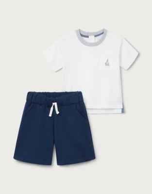 Organic Cotton Sailboat Slub T-Shirt & Shorts Set (0–4yrs)