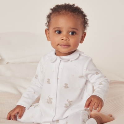 Organic Cotton Mini Heart Collared Sleepsuit (0–24mths) | Baby 