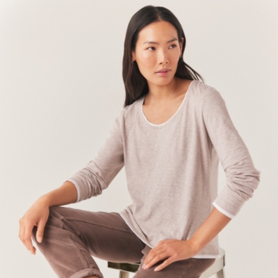 Organic Cotton Scoop Neck Double Layer Top