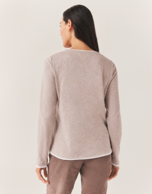 Organic Cotton Scoop Neck Double Layer Top - Mink Marl