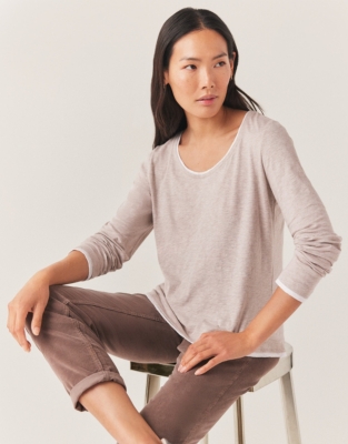 Organic Cotton Scoop Neck Double Layer Top