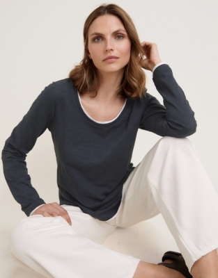 Organic Cotton Scoop Neck Double Layer Top