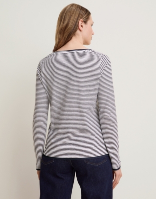 Organic Cotton Scoop Neck Double Layer Top - Stripe