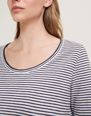 Organic Cotton Scoop Neck Double Layer Top - Stripe