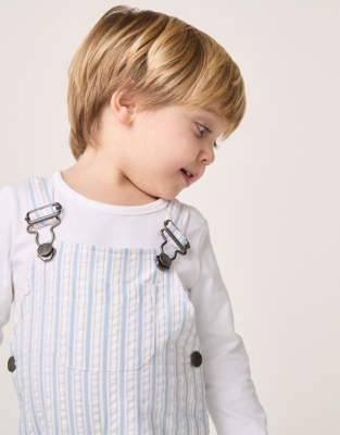 Organic Cotton Seersucker Overalls & Top Set (0–18mths)