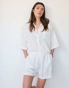 Organic Cotton Seersucker Oversized Shortie Pajama Set