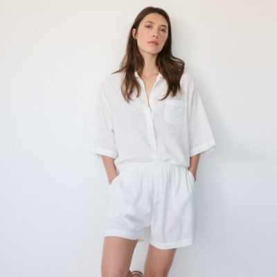 Organic Cotton Seersucker Oversized Shortie Pyjama Set