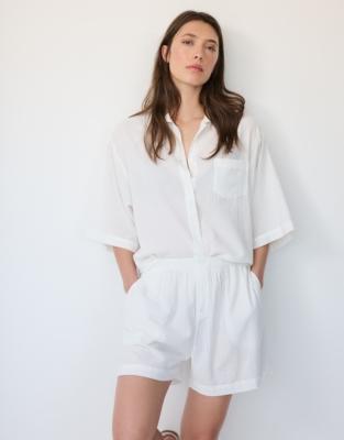 Organic Cotton Seersucker Oversized Shortie Pyjama Set