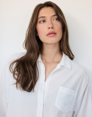 Organic Cotton Seersucker Oversized Shortie Pyjama Set