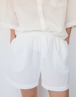 Organic Cotton Seersucker Oversized Shortie Pyjama Set