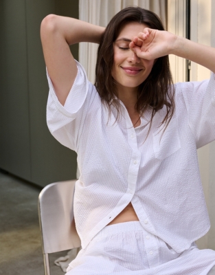 Organic Cotton Seersucker Oversized Shortie Pyjama Set