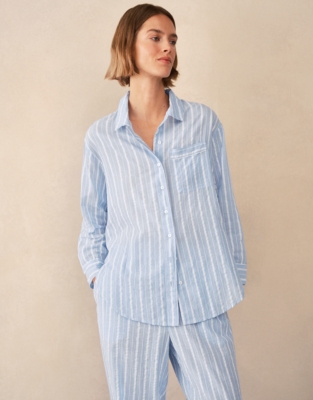 Organic Cotton Seersucker Relaxed Stripe Pyjama Set