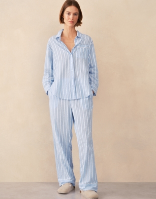 Organic Cotton Seersucker Relaxed Stripe Pyjama Set