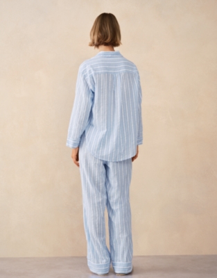 Organic Cotton Seersucker Relaxed Stripe Pyjama Set