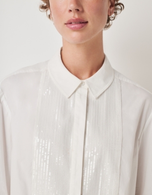 Organic Cotton Sequin Bib Shirt