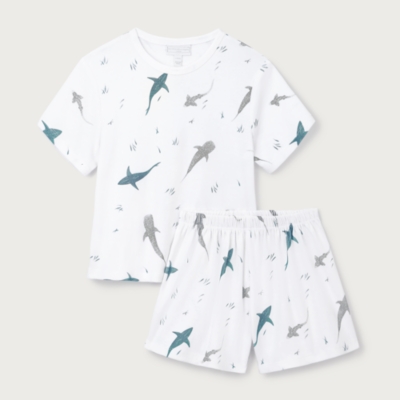 Organic Cotton Shark Shortie Pyjamas (2–12yrs)