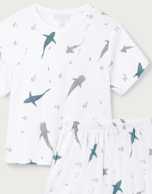 Organic Cotton Shark Shortie Pyjamas (2–12yrs)
