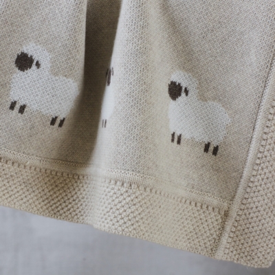 Organic Cotton Sheep Blanket Baby Blankets The White