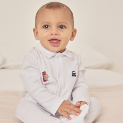 Organic Cotton Sightseeing London Embroidered Sleepsuit (0–24mths)
