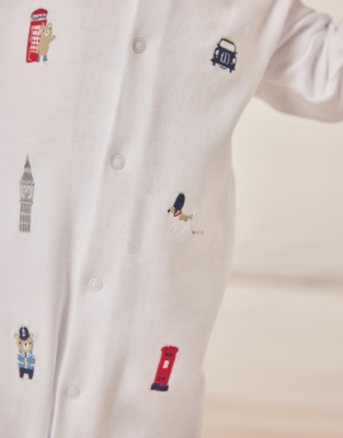 Organic Cotton Sightseeing London Embroidered Sleepsuit (0–24mths)