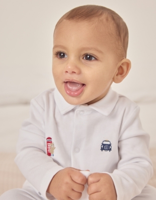 Organic Cotton Sightseeing London Embroidered Sleepsuit (0–24mths)
