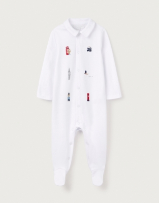 Organic Cotton Sightseeing London Embroidered Sleepsuit (0–24mths)