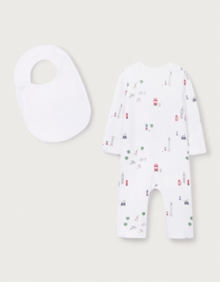 Organic Cotton Sightseeing London Sleepsuit & Bib Set (0–24mths)