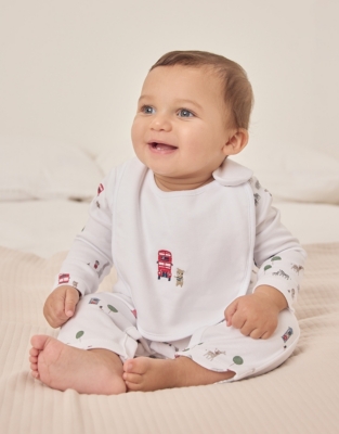 Organic Cotton Sightseeing London Sleepsuit & Bib Set (0–9mths)