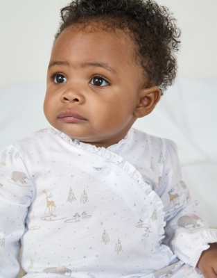 Organic Cotton Skating Safari Frill Sleepsuit (0–24mths)