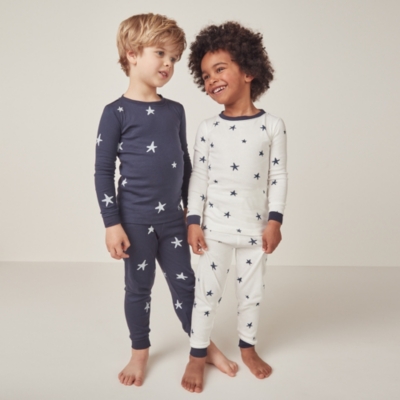 Organic Cotton Skinny Fit Big & Little Star Pyjamas – Set of 2 (1–12yrs)