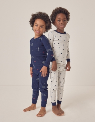 Organic Cotton Skinny Fit London & Star Pyjamas – Set of 2 (1–12yrs)