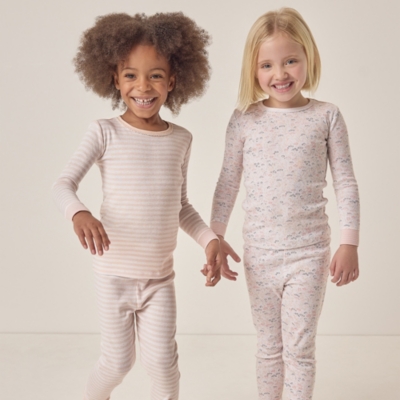 Organic Cotton Skinny Fit Spring Meadow and Striped Pyjamas – Set of 2 (1–12yrs)