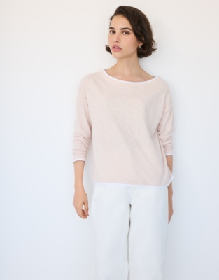 Organic Cotton Slash Neck Double Layer Top