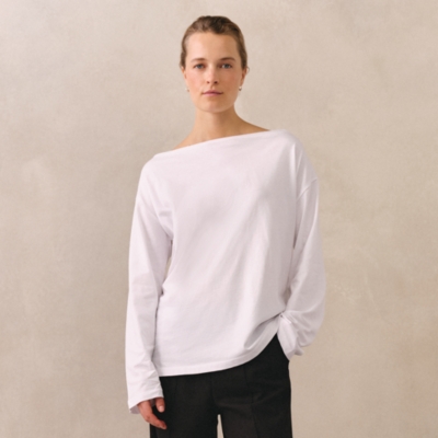Organic Cotton Slash Neck Jersey Top