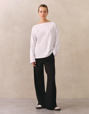 Organic Cotton Slash Neck Jersey Top