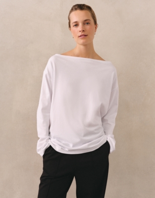 Organic Cotton Slash Neck Jersey Top