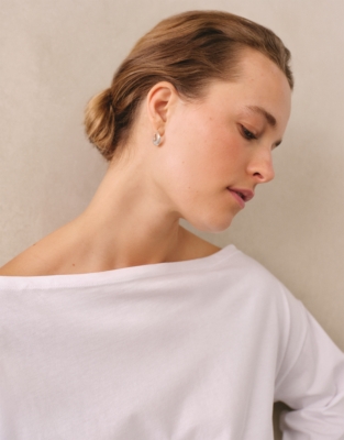 Organic Cotton Slash Neck Jersey Top