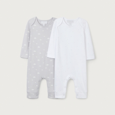 Organic Cotton Sleepy Cloud Sleepsuits – Set of 2 (0–24mths)