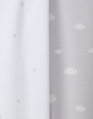 Organic Cotton Sleepy Cloud Sleepsuits – Set of 2 (0–9mths)