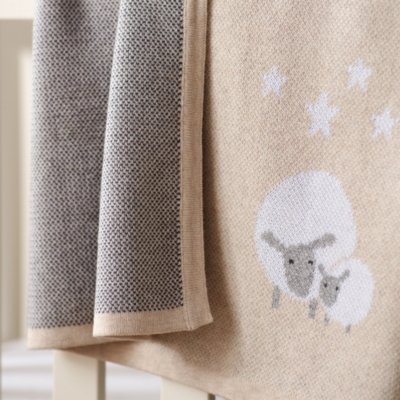 Organic Cotton Sleepy Sheep Intarsia Blanket