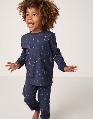 Organic Cotton Slim Fit Glow In The Dark Space Pyjamas (2–12yrs)