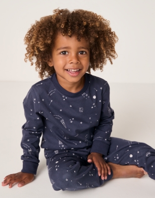 Organic Cotton Slim Fit Glow In The Dark Space Pyjamas (2–12yrs)