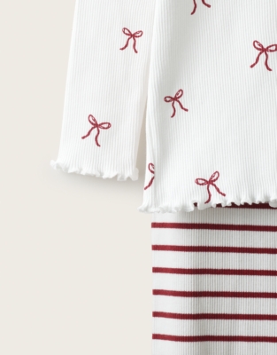 Organic Cotton Slim Fit Heart & Stripe Pyjamas (1-12yrs)