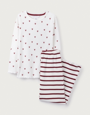 Organic Cotton Slim Fit Heart & Stripe Pyjamas (2–12yrs)