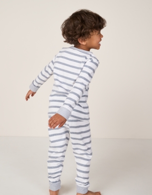 Organic Cotton Slim Fit Jingles Blue Stripe Pyjamas (2–12yrs)