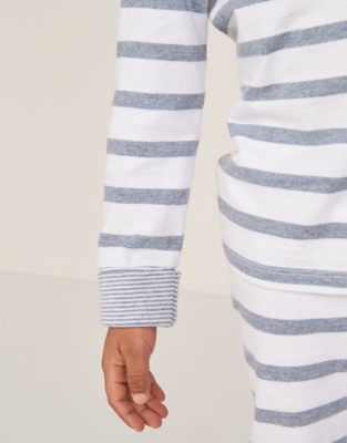 Organic Cotton Slim Fit Jingles Blue Stripe Pyjamas (2–12yrs)