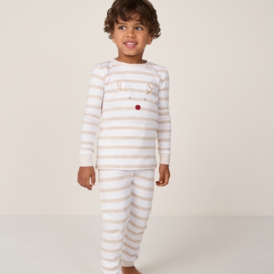 Organic Cotton Slim Fit Jingles Natural Stripe Pyjamas (2–12yrs)
