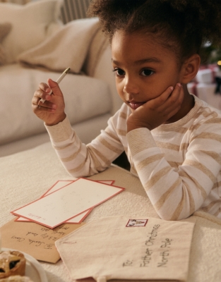 Organic Cotton Slim Fit Jingles Natural Stripe Pyjamas (2–12yrs)