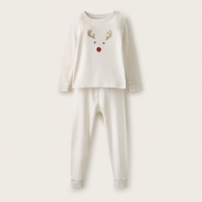 Organic-Cotton Slim Fit Jingles Neutral Stripe Pyjamas (1–12yrs)